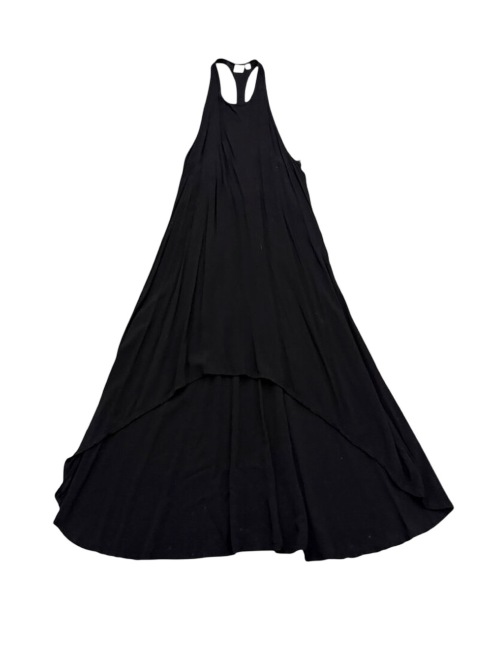 Vintage OAK Black Rayon Tank Maxi Dress 1990s